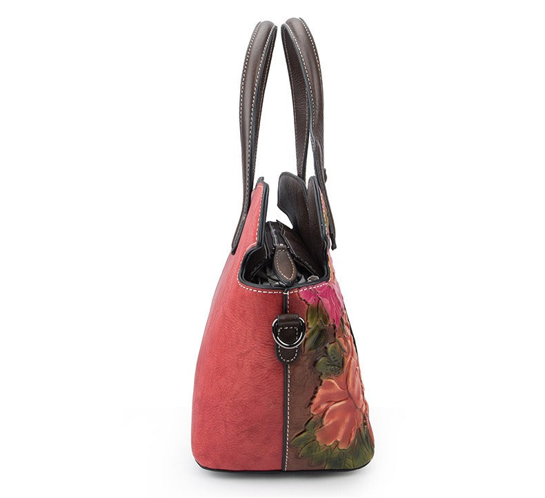 Ade's Fall Floral Genuine Leather Women Handbag