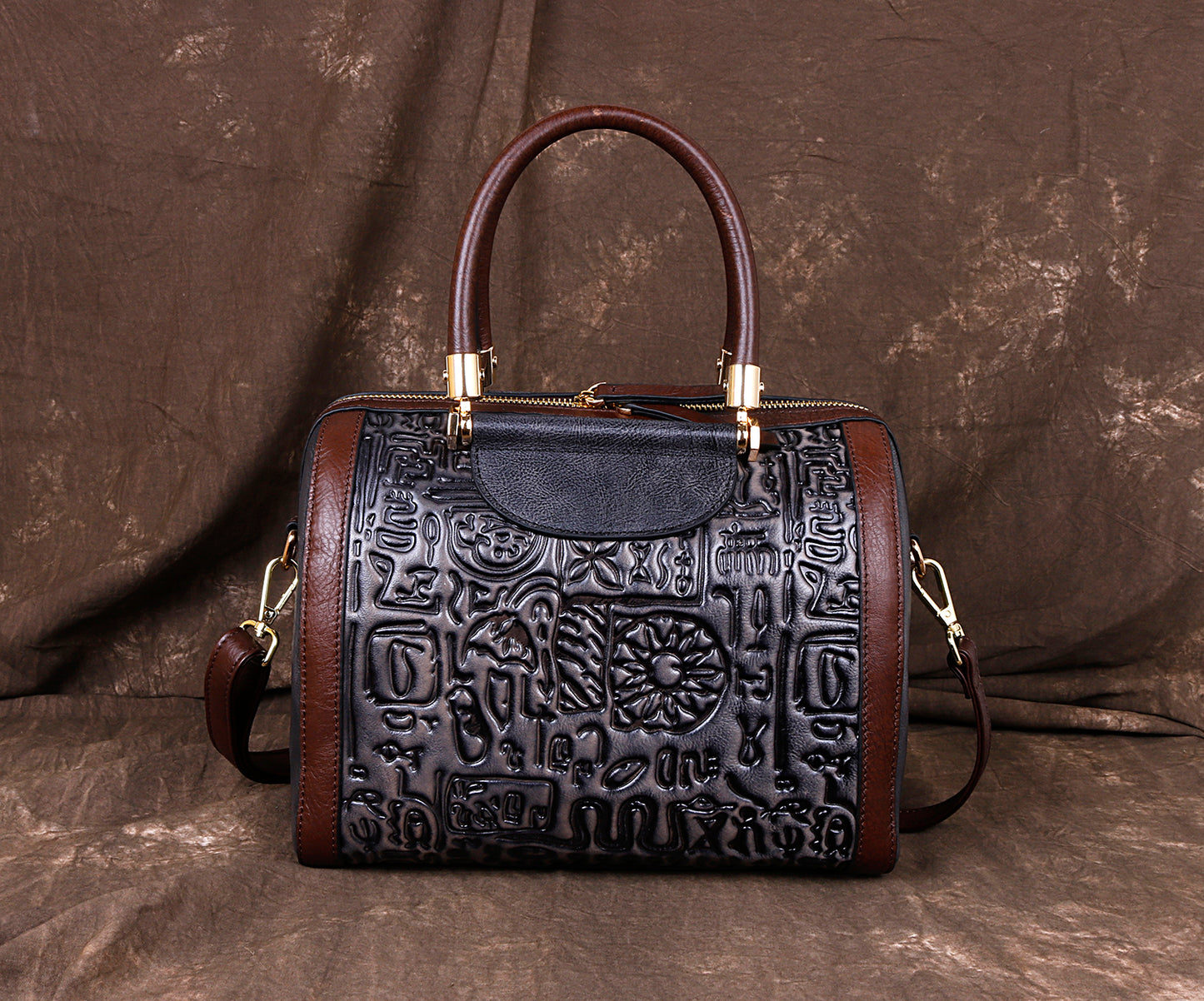 Yahden's Bone Script Luxury Vintage Genuine Leather Women Handbag