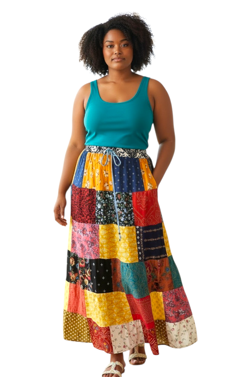 Ayọ̀lá Afro-Caribbean Patchwork Skirt