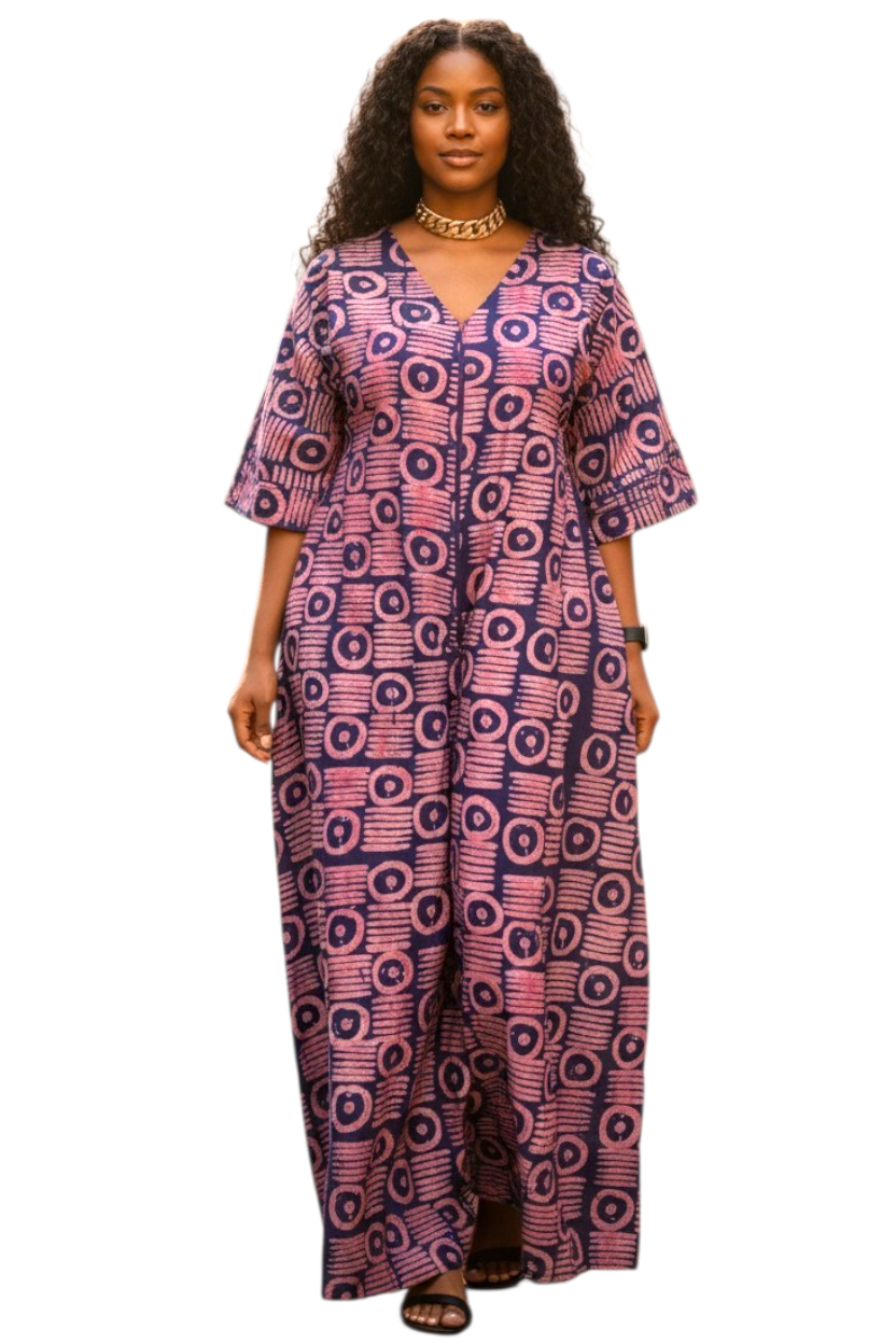 ZURI Adire Jumpsuit – Handmade African Statement Piece-Size 14/16-Print I