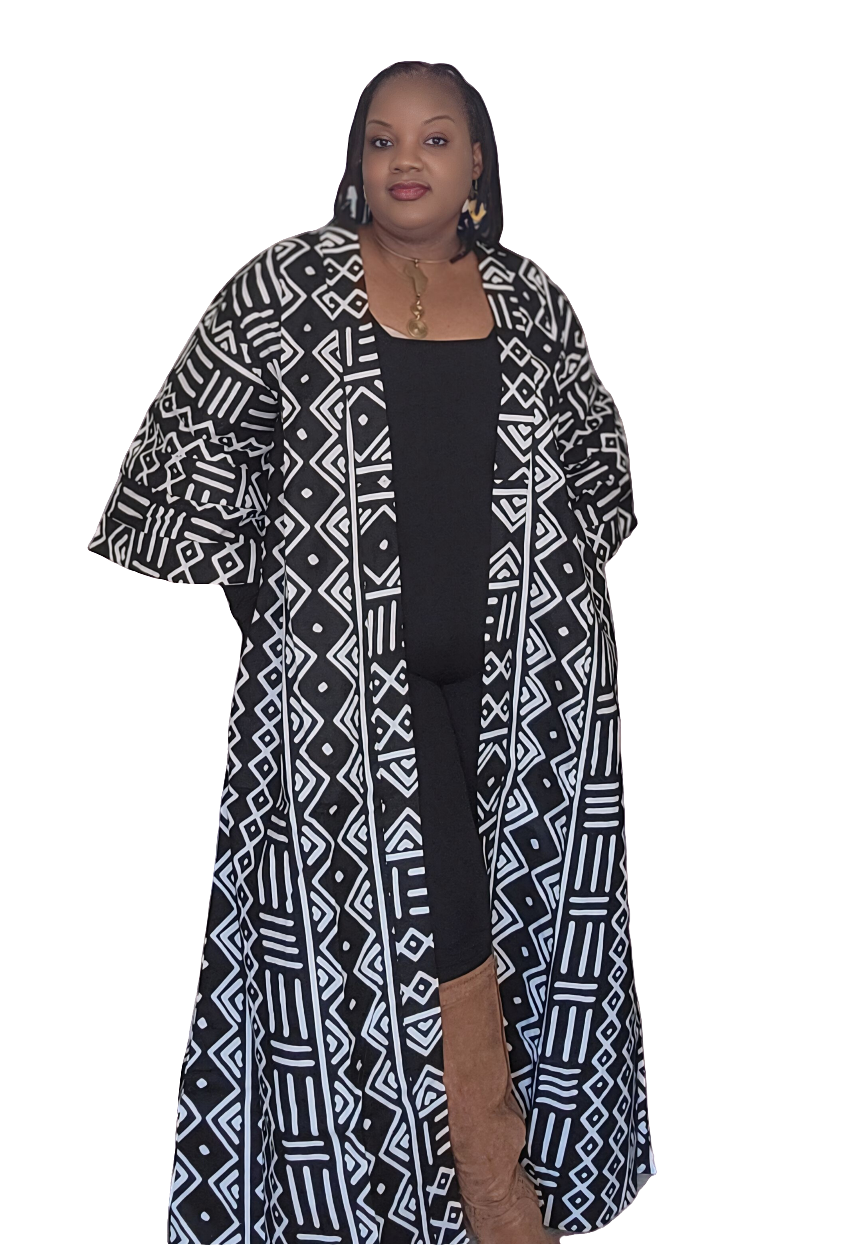 Ade's African Kimono Collection For Women with BIG POCKETS | Plus Size Kimono | Oversized Ankara Jacket | Mudcloth Tops | Bohemian Kimono Boho