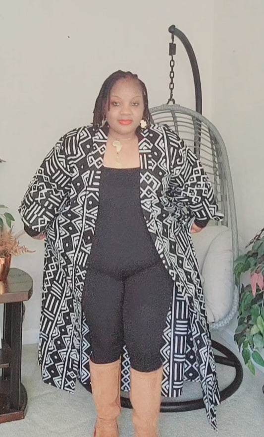 Ade's African Kimono Collection For Women with BIG POCKETS | Plus Size Kimono | Oversized Ankara Jacket | Mudcloth Tops | Bohemian Kimono Boho