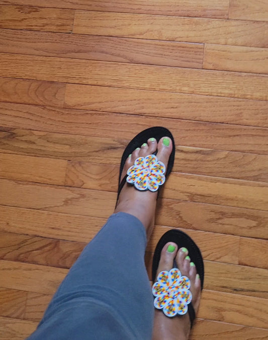 Multi Colored maasai beaded sandals-A