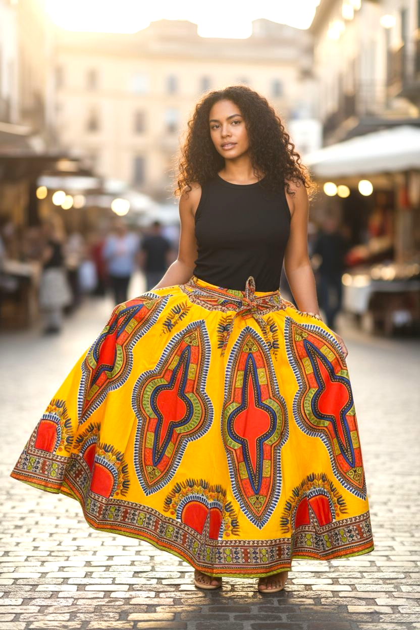 Traditional Print Maxi Skirts (Dashiki)