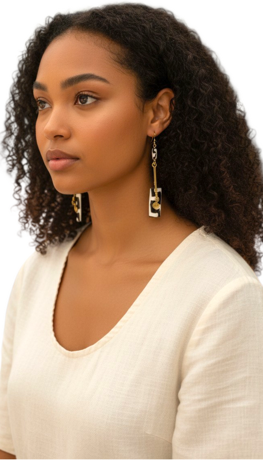 Brass and Bone Earrings- Zaniya