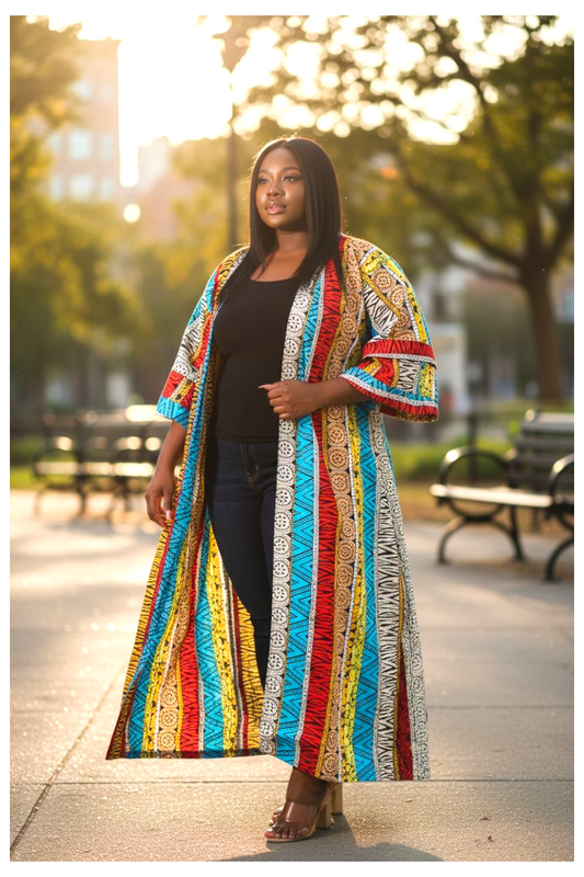 Ade's African Kimono Collection For Women with BIG POCKETS | Plus Size Kimono | Oversized Ankara Jacket | Mudcloth Tops | Bohemian Kimono Boho