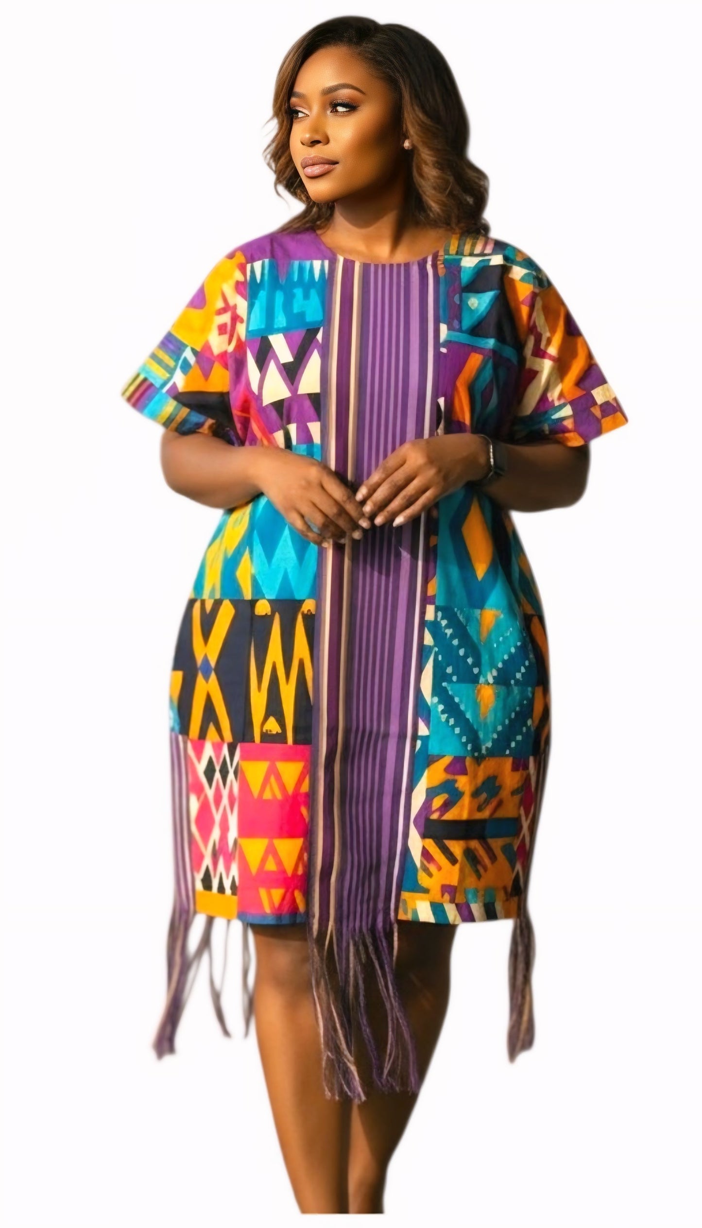 Kendeja Royal Asoke Dress – Ankara & Handwoven Asoke Statement Dress