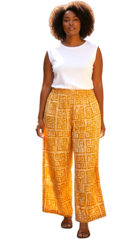 Zuri Unisex Luxe Adire Pants – Handmade African Print Wide-Leg Pants (Up to 3X)- Print A