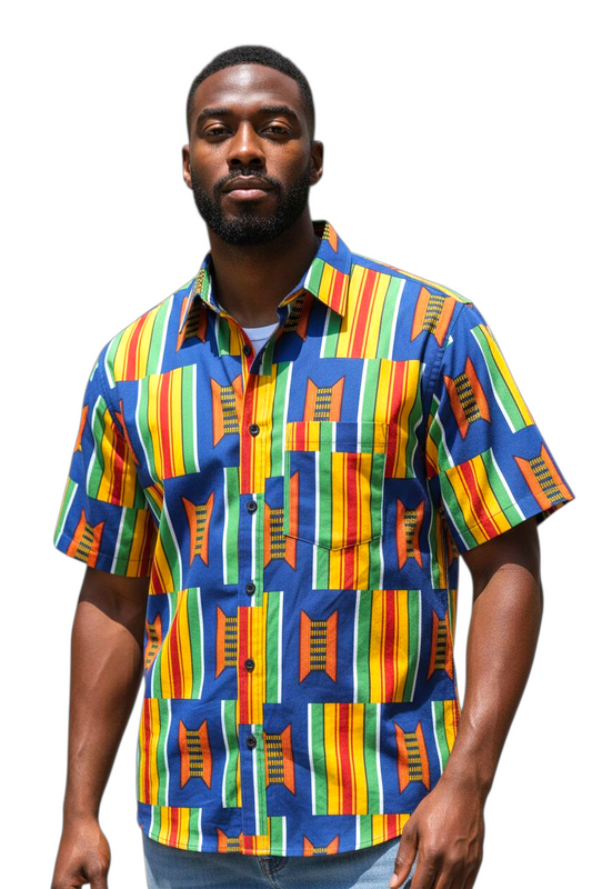 Togar Men's African Print Button-Up Shirt