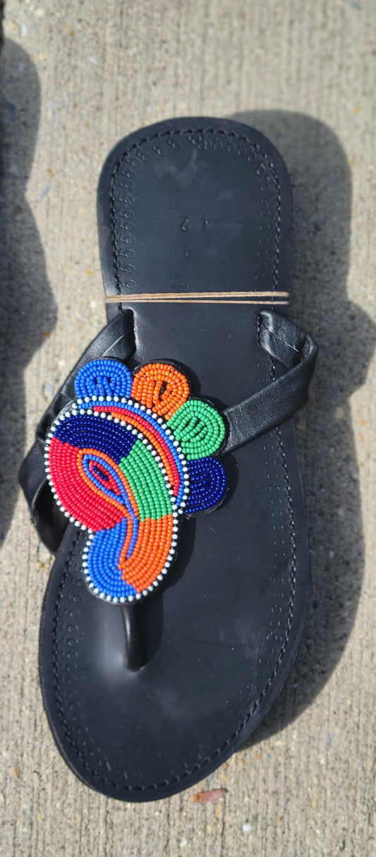 Multi Colored maasai beaded sandals-D