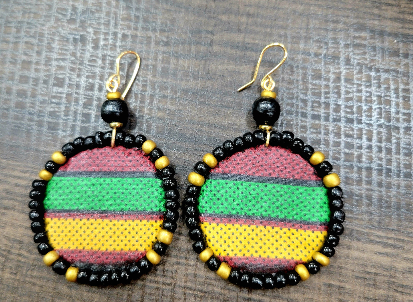 Adamas Small Beaded Mudcloth Earrings-Stella