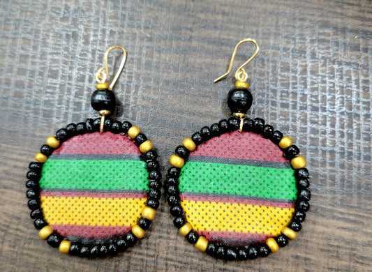 Adamas Small Beaded Mudcloth Earrings-Stella