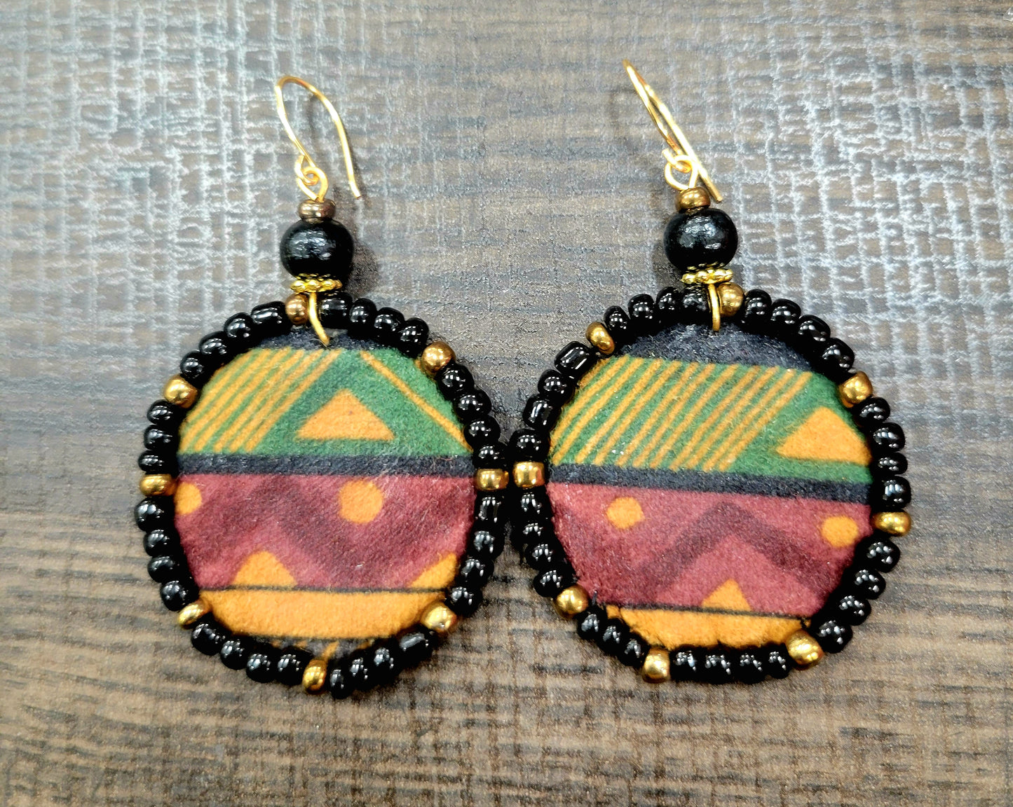 Adamas Small Beaded Mudcloth Earrings-Zena
