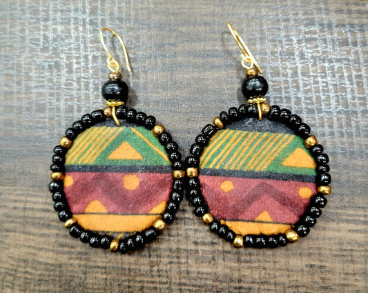 Adamas Small Beaded Mudcloth Earrings-Zena