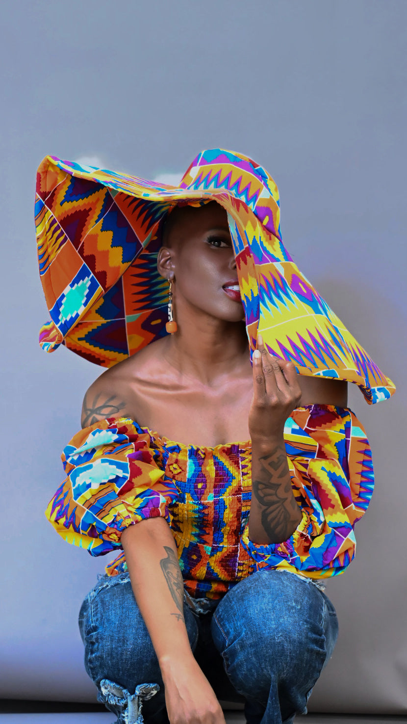 Yahden Oversized Ankara Hat - Print C