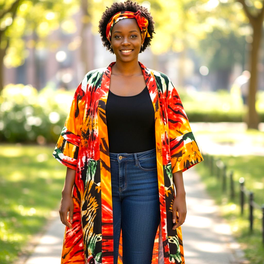 Ade's African Kimono Duster- Print E