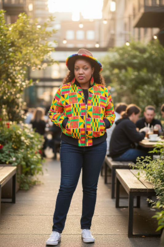 African Print Jacket UNISEX Kente Bomber Jacket, Ankara Jacket for Men Women Kids Fall Jacket