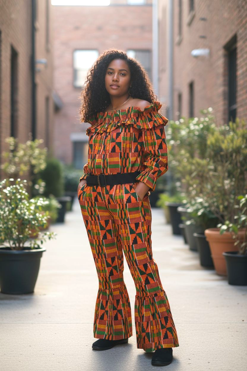 Monrovia Girl Flared Bottom Kente  Jumpsuit