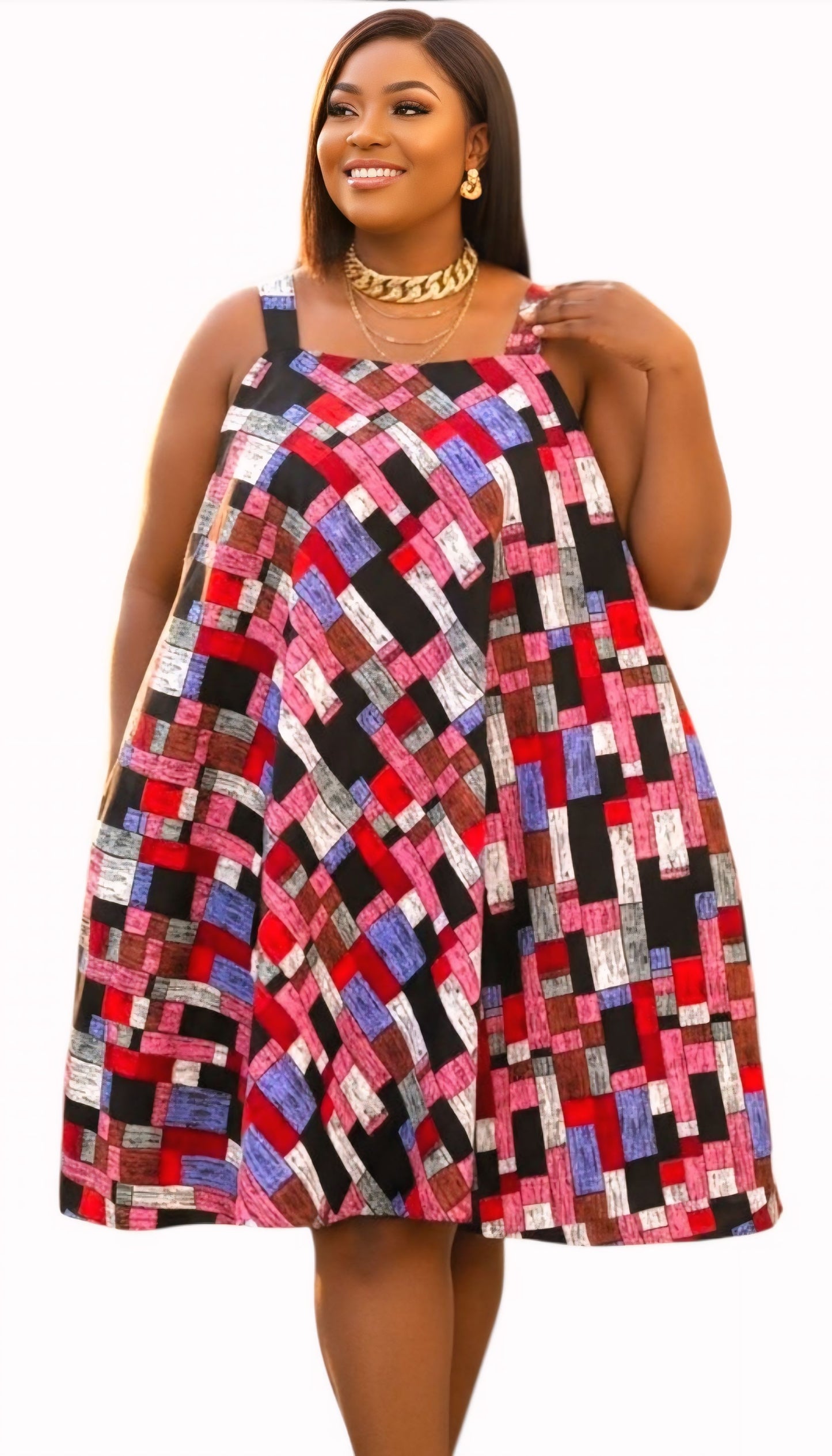 Zorzor Mosaic Swing Dress – Handmade Afrocentric Ankara Dress