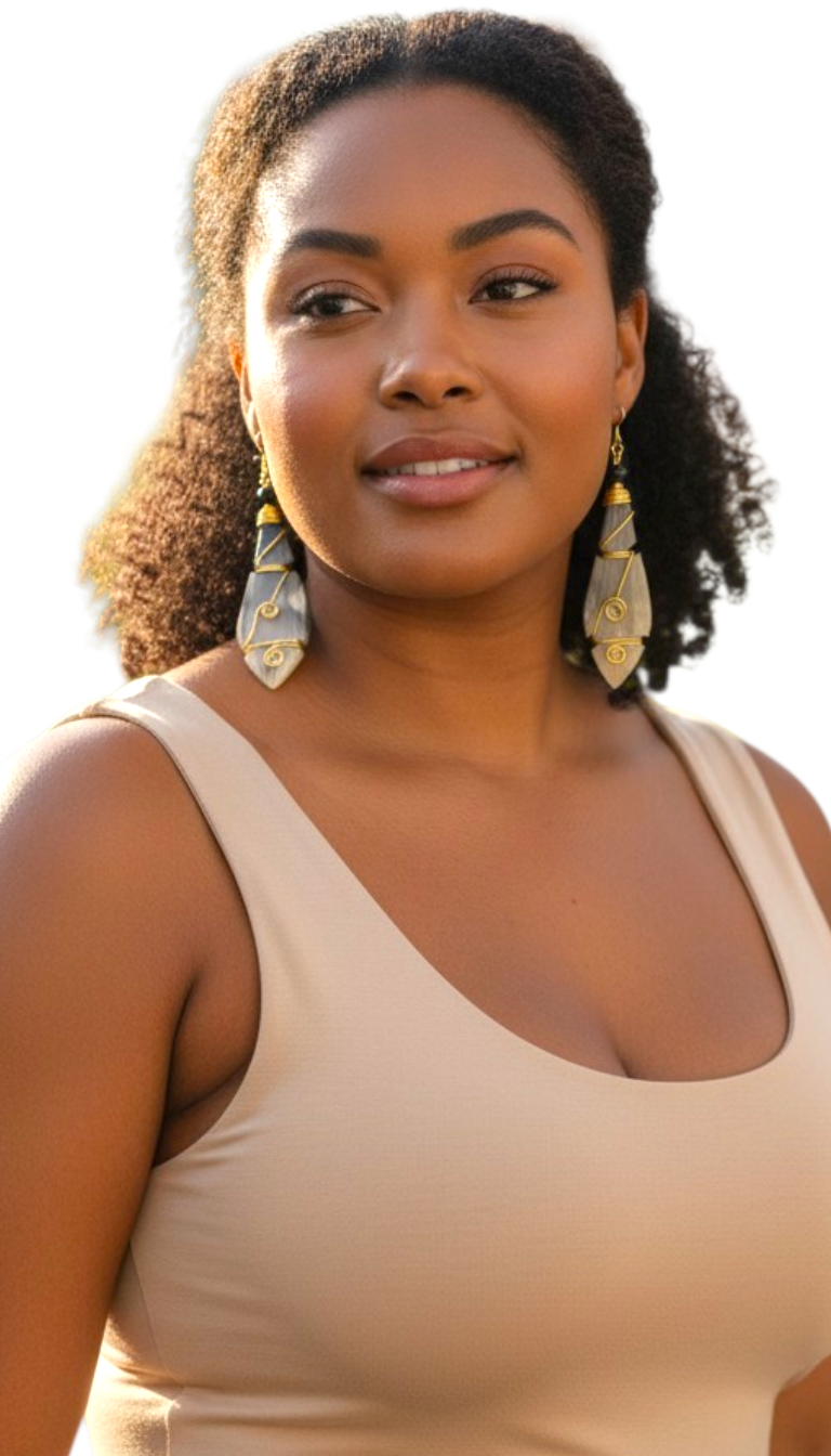 Brass and Bone Earrings-Cia