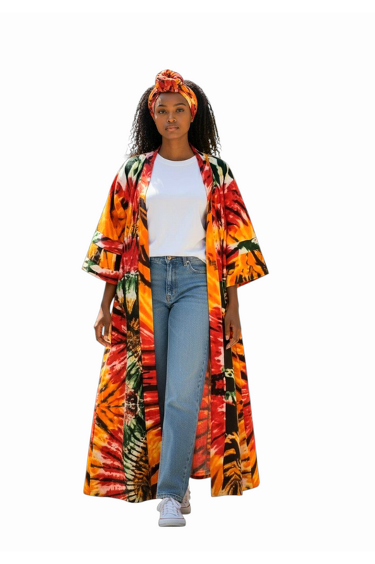 Ade's African Kimono Duster- Print E