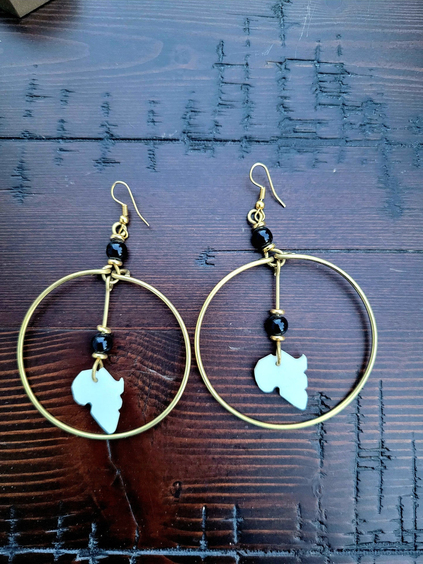 Brass and Bone Earrings-Kaibeh