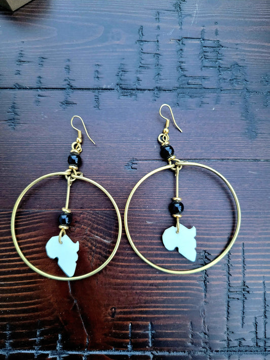 Brass and Bone Earrings-Kaibeh