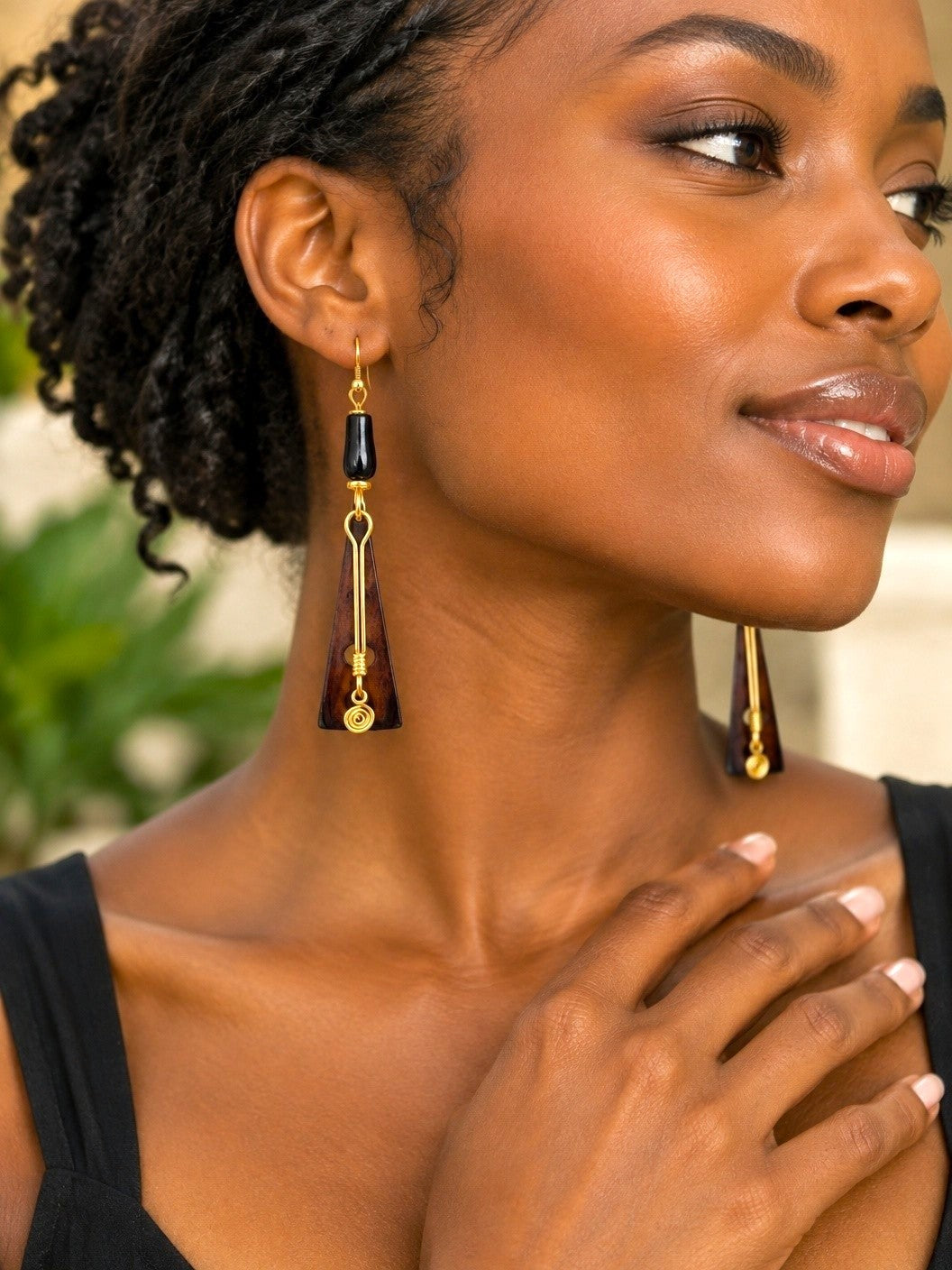 Brass and Bone Earrings Set J