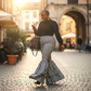 Yahden Ankara Trendy Flared Pants + Frannie's Leather and Brass Earrings