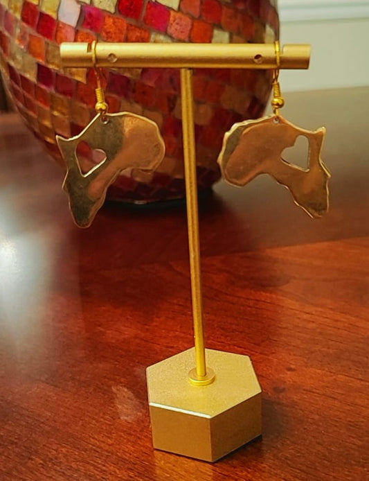 Kenyan Brass “Love Africa” Map Earrings