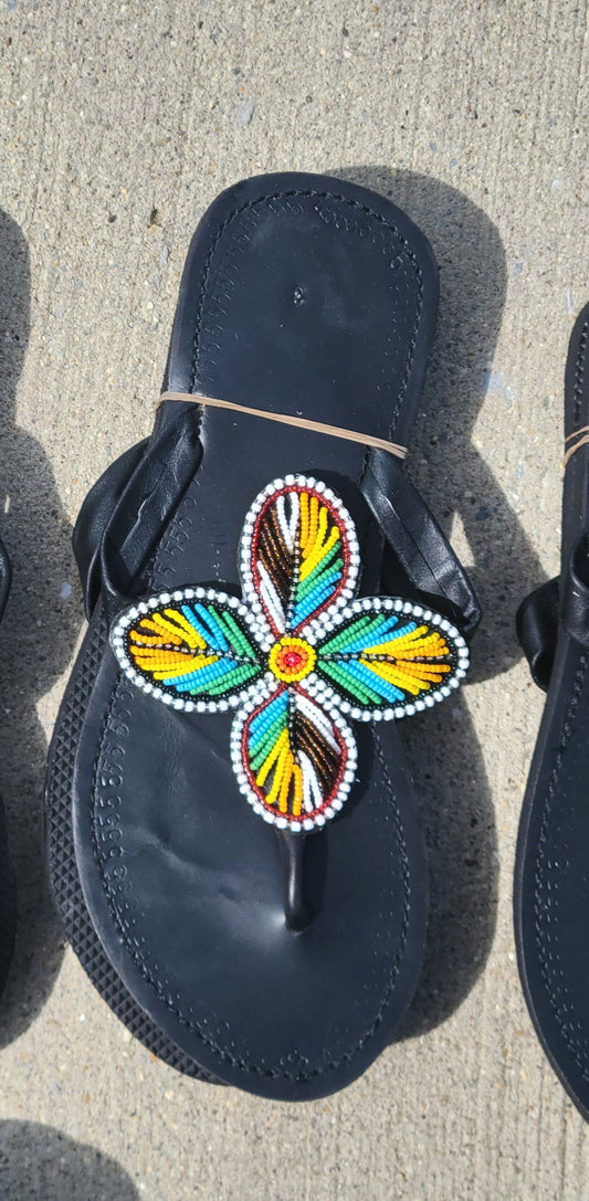 Multi Colored maasai beaded sandals-F