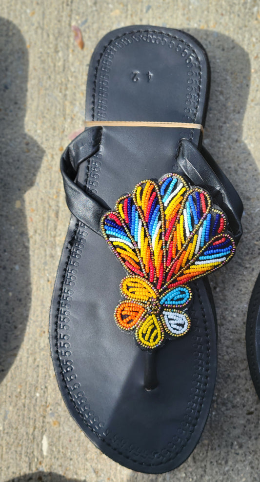 Multi Colored maasai beaded sandals-C