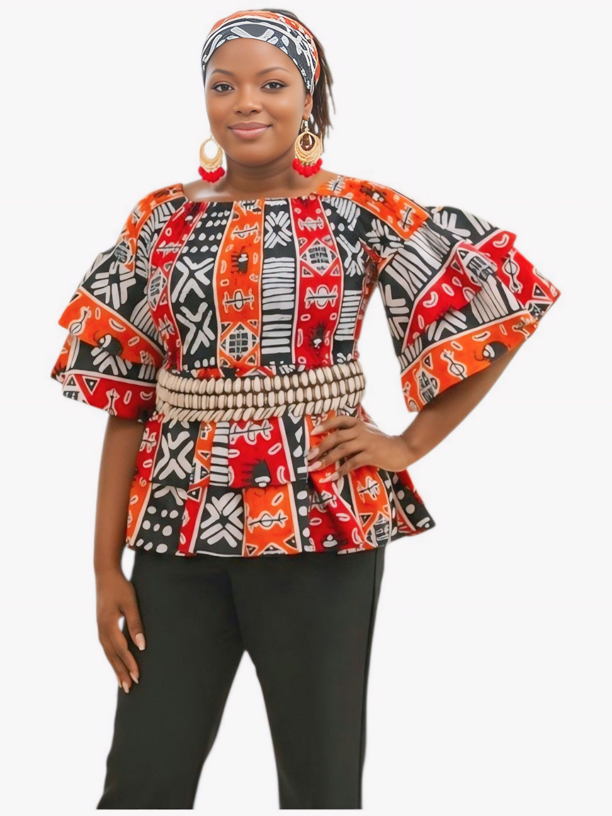 Sanaa Smocked Ankara Peplum Top | African Print Top | Yah’den