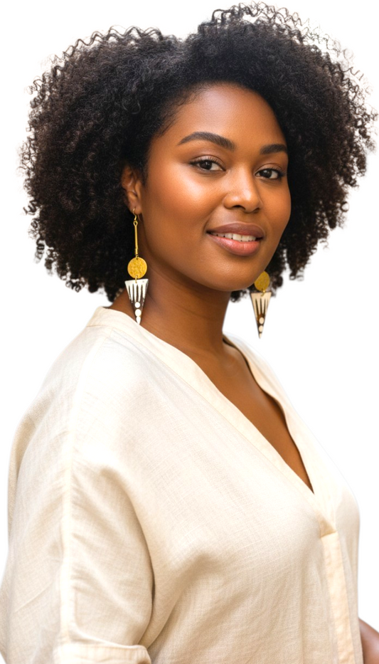 Brass and Bone Earrings- Mariama
