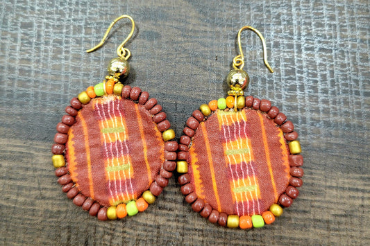 Adamas Small Beaded Mudcloth Earrings-Ayele