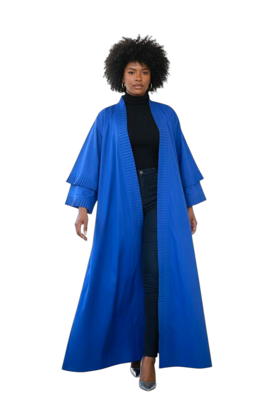 Ade's Solid Print  Kimono Duster- Blue