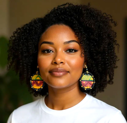 Adamas Small Beaded Mudcloth Earrings-Zena