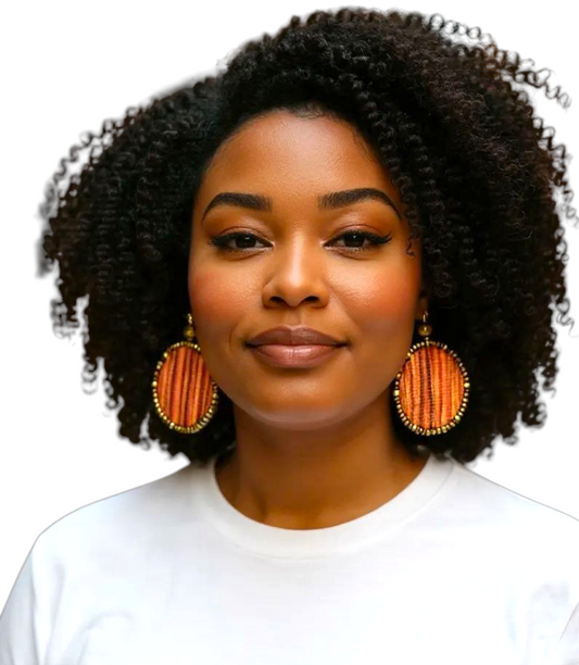 Adamas Large Beaded Mudcloth Earrings-Ife