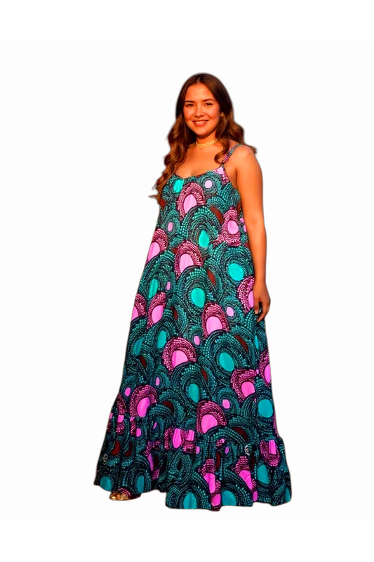 Kaibeh's African Print Maxi Dress Collection- Size:One Size Fits L - 2XL