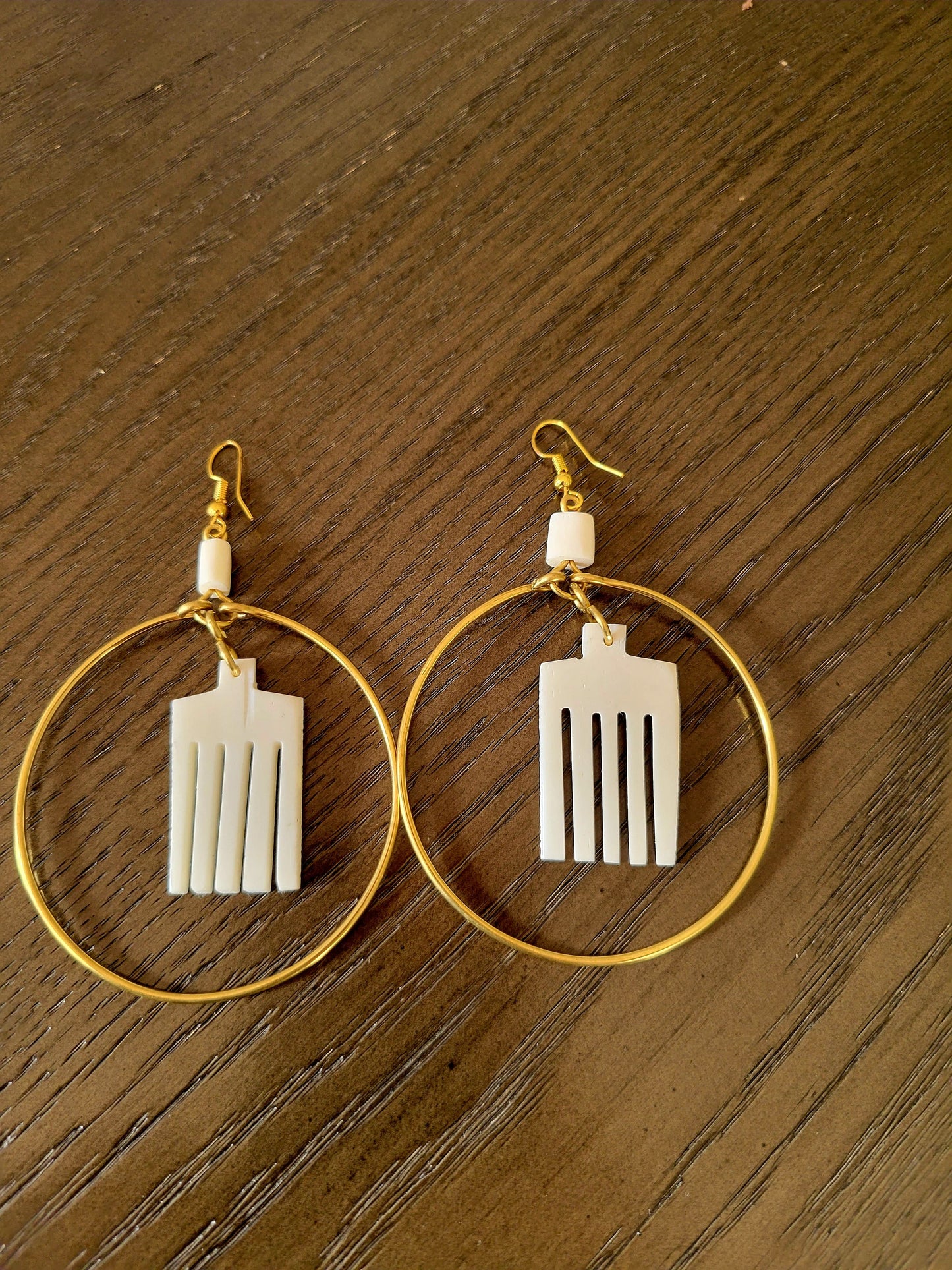 Brass and Bone Earrings-Deddeh