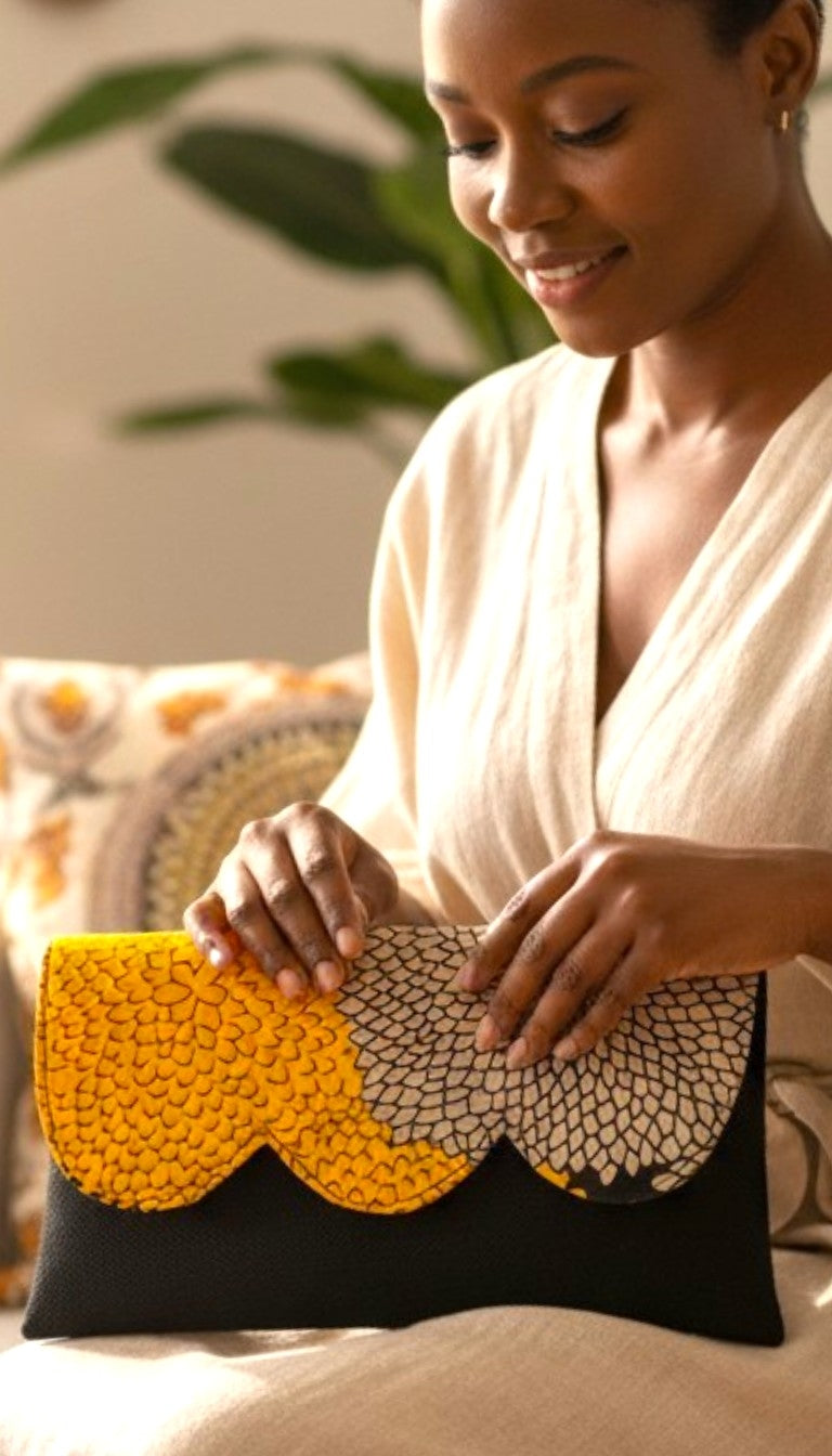 Korto Sunburst Clutch – Handmade Afrocentric Foldover Statement Purse