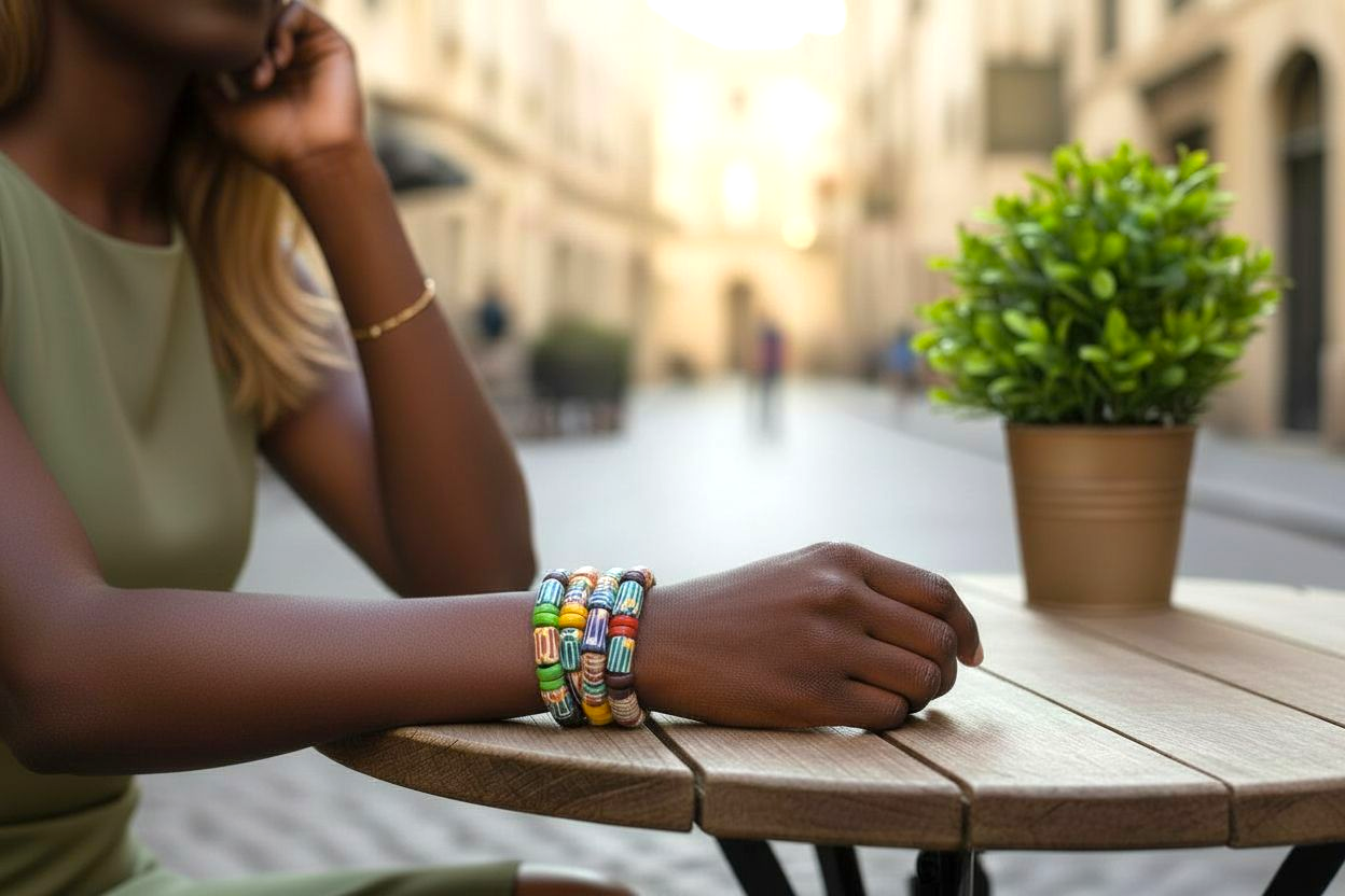 Afua's  Glass Bead Bracelet XL