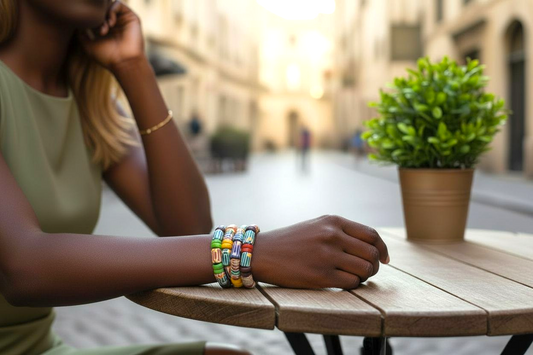 Afua's  Glass Bead Bracelet XL