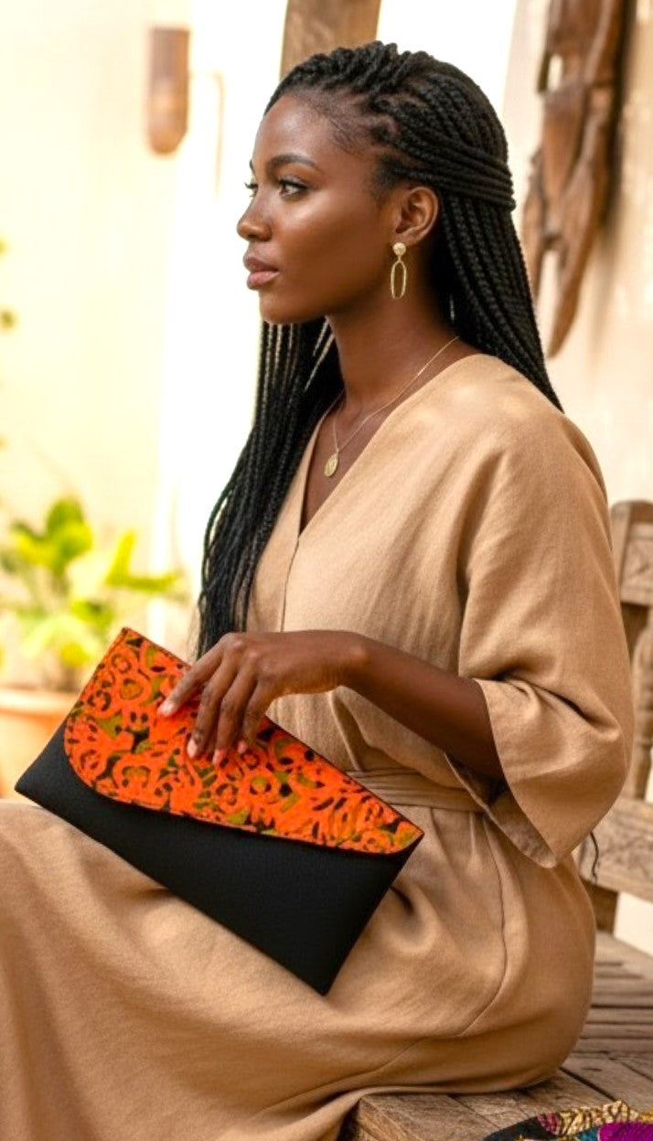 Sia Sunset Clutch – Handmade Afrocentric Foldover Statement Purse
