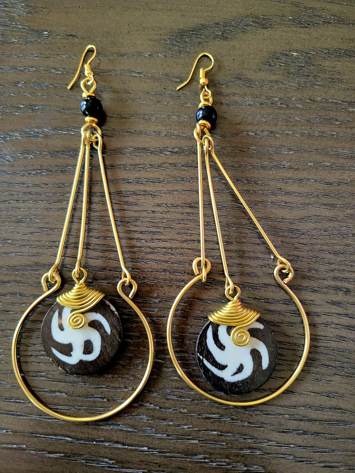 Brass and Bone Earrings Set D