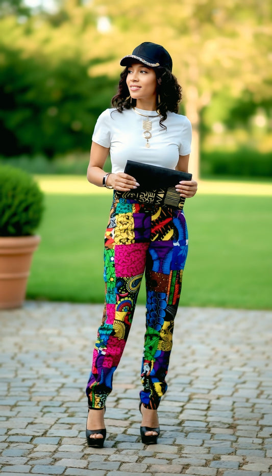 Tenneh Mosaic Pants – Afrocentric Patchwork Statement Trousers-B