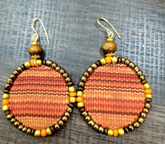 Adamas Small Beaded Mudcloth Earrings-Ife