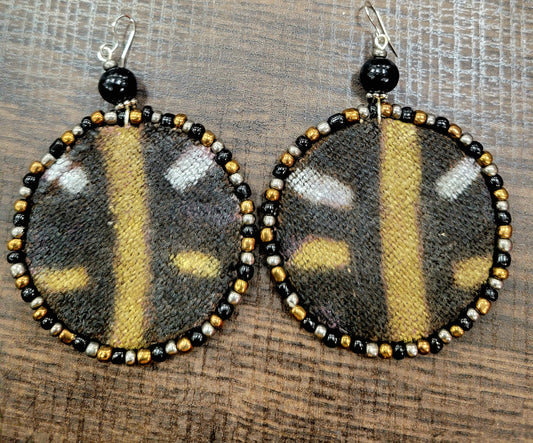 Adamas Large Beaded Mudcloth Earrings-Claire