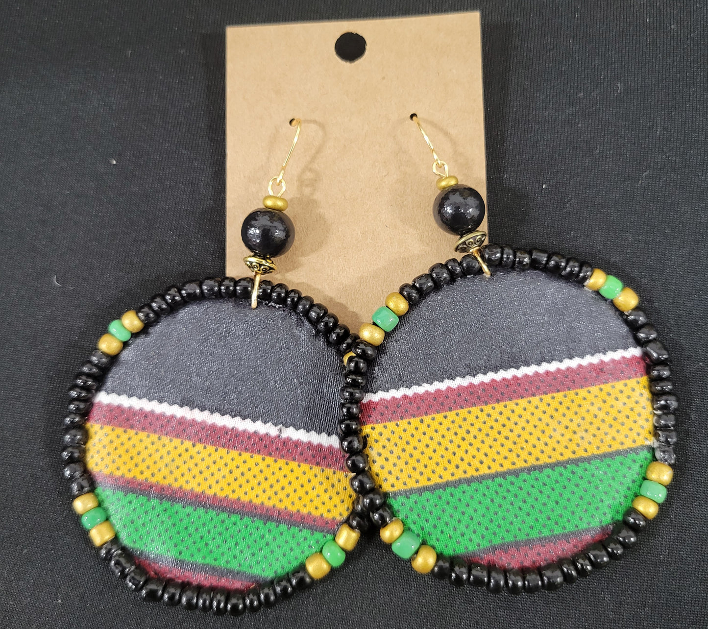 Adamas Large Beaded Mudcloth Earrings-Stella