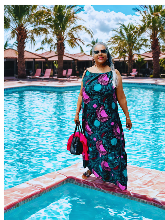 Kaibeh's African Print Maxi Dress Collection- Size:One Size Fits L - 2XL